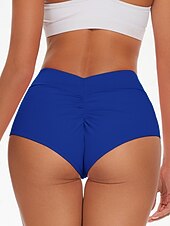 preiswerte Bikini-Höschen-Damen dehnbare Boxershorts Badeanzug Dehnbare Boxershorts Shorts Hohe Taille Urlaub Strandbekleidung Einfarbiger ärmelloser Badeanzug