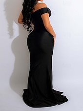 preiswerte Frauen schwarzes Kleid-Damen Langes Kleid Maxikleid Partykleid Cocktailkleid Etui-Kleid Elegant Mode Modern Party Besonderer Anlass Abendgesellschaft Normale Passform Einfach Ärmellos Ein-Schulter Schwarz Wein Sommer