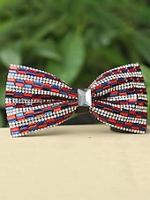 Недорогие Мужские украшения-мужской галстук-бабочка с кристаллами на Рождество, разноцветный, праздничный стиль, с узором из страз и бусин, идеально подходит для праздничных вечеринок и официальных мероприятий