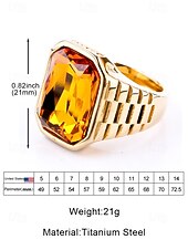 abordables Joyas para hombres-Anillo de titanio para hombre con gema grande de color – disponible en varios colores, diseño elegante para ocasiones informales y formales
