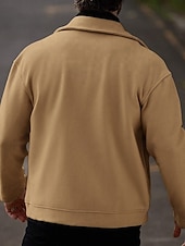 cheap Casual Jackets-Men's Lightweight Jacket Casual Jacket Vacation Daily Breathable Pocket Spring Fall Plain Fashion Classic Lapel Regular Apricot Black Khaki Gray Jacket