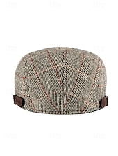 זול כובעי גברים-כובע שטוח וינטג' לגברים מפוליאסטר, עיצוב משובץ, זמין במגוון צבעים, כובע קז'ואל ואופנתי לסתיו ולחורף