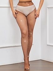 levne Příslušenství a další-dámský šev na zádech vysoký pas punčochové kalhoty třpytivé štrasové síťky party štrasové síťované punčochy disco club party