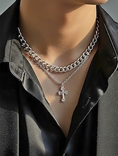 halpa Miesten korut-Miesten titaaniteräksestä valmistettu ketjukaulakoru ristiriipuksella – kestävä ja tyylikäs muotoilu arkeen ja erityistilaisuuksiin