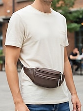 economico Borselli da uomo-marsupio da uomo in vera pelle - grande capacità, colori nero e caffè, molteplici stili di utilizzo, elegante e pratico per l'uso quotidiano