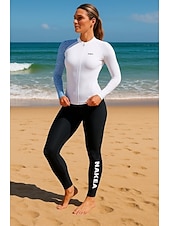 tanie Rash guardy One Piece-Damskie Rashguard 2-częściowy Spodnie do stroju kąpielowego Koszulka surfingowa Pasek UPF50+ Oddychający Długi rękaw Kombinezony nurkowe Surfing Kajakarstwo Nurkowanie z rurką Zima