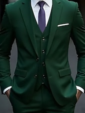 Χαμηλού Κόστους Ανδρικά Κλασικά Σακάκια-Ανδρικά Σακάκι+Γιλέκο+Παντελόνι Μπλέιζερ Στολές Επιχείρηση Κοκτέιλ Πάρτι Γαμήλιο Πάρτι 3 Κομμάτια Μοντέρνα Καθημερινό Άνοιξη Φθινόπωρο Πολυεστέρας Σκέτο Τσέπη Κουμπιά Άνετο Σταυρωτό Χρωματιστή ζακέτα