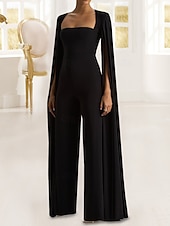 preiswerte Overalls für Mütter-Overalls Bodenlang Wickelkleid Brautmutterkleid Ärmellos Trägerlos Elegant Einfach Formell Hochzeitsgast Formeller Abend Stretchstoff mit Blume Einfarbig