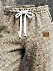 baratos Perna Reta-Homens Calças Esportivas Calças Calça Waffle Com Cordão Bolsos Cintura elástica Tecido Conforto Diário Esportes Moda Casual Marron Escuro Preto Micro-Elástica