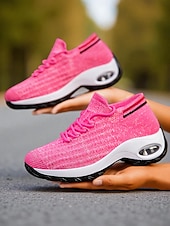 billige Sneakers til kvinner-damerosa luftpolstrede atletiske joggesko – lette løpesko for aktive kvinner, treningsstudio, utendørs trening og daglige turer