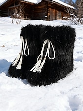 economico Stivali di neve e inverno-stivali invernali da donna in pelliccia sintetica: eleganti dettagli con nappe, stivali da neve caldi e comodi, perfetti per il freddo, per l'abbigliamento casual e per l'outdoor