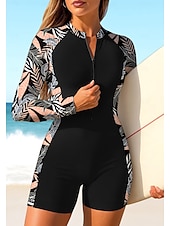 economico Rash Guards Interi-Per donna Top sottomuta Costume da surf intero Costume da bagno Floreale Tropicale Color-blocking Con zip con reggiseno incorporato Imbottitura rimovibile Protezione Solare UV UPF50+ Ultra Leggero