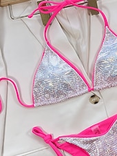 cheap Bikini Sets-Women's Bikini 2 Piece Swimsuit Cheeky Slim Backless Vacation Beach Wear Solid Color Halter Neck Sleeveless Bathing Suits