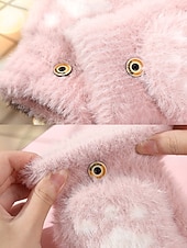 preiswerte Handschuhe für Damen-Damen-Fingerhandschuhe aus flauschigem Strick mit Katzenpfotenmuster – weicher Plüschstoff, in verschiedenen Farben erhältlich, perfekt für Winter und Freizeit.