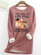 levne Humor a citáty mikiny-Dámské Svetrová mikina Šňůrky Tisk Grafika Zvíře Písmeno Teplé Na běžné nošení Fuzzy Dlouhý rukáv Kulatý Běžné topy Ležérní ulice Černá Tmavě růžová Šedá Jaro Podzim Zima