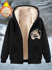 Χαμηλού Κόστους Ζώα Κορυφές-Γυναικεία Χειμερινό παλτό Διατηρείτε Ζεστό Φερμουάρ Τσέπη Στάμπα Μοντέρνα Καθημερινό Ζώο Δρόμος Causal Κοντό Με Κουκούλα Κανονικό Μακρυμάνικο Εξωτερικά ενδύματα Θαλασσί Μαύρο Ρουμπίνι Άνοιξη Φθινόπωρο