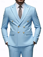 billige Herre Klassiske Blazere-Herre Blazer + kjolebukser Blazer drakter Virksomhet Cocktailfest Bryllupsfest 2 deler Mote Fritid Vår Høst Polyester عادي Lomme Knapper Bekvem Dobbeltkneppet Blazer Blå Mørkegrå Svart Hvit