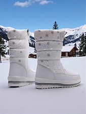 זול מגפי שלג וחורף-מגפי חורף עמידים למים לנשים - מגפי שלג חמים ומונעי החלקה למזג אוויר קר, נעלי חורף אופנתיות לפעילויות חוץ