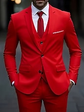 Χαμηλού Κόστους Ανδρικά Κλασικά Σακάκια-Ανδρικά Σακάκι+Γιλέκο+Παντελόνι Μπλέιζερ Στολές Επιχείρηση Κοκτέιλ Πάρτι Γαμήλιο Πάρτι 3 Κομμάτια Μοντέρνα Καθημερινό Άνοιξη Φθινόπωρο Πολυεστέρας Σκέτο Τσέπη Κουμπιά Άνετο Σταυρωτό Χρωματιστή ζακέτα