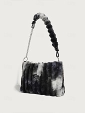 cheap Handbag &amp; Totes-Women's Faux Fur Shoulder Bag, Multi-Color, Versatile Carry Styles, Fashionable Chain Strap, Ideal for Casual &amp; Party Wear