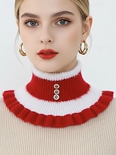 abordables Bufandas de mujer-Cuello de punto navideño para mujer, suave y acogedor, con volantes, disponible en varios colores. Ideal para el invierno y las fiestas.
