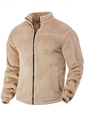 economico giacca sportiva-Per uomo Giacca Invernale Cappotto Teddy Giacca Casual Vacanza Quotidiano Caldo Tasca Autunno Inverno Semplice Moda Classico Collo alla coreana Regolare Nero Blu marino Marrone Cachi Grigio scuro