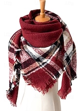 billiga Halsdukar för kvinnor-Unisex julrutig halsduk - polyestermaterial, mjuk och varm, flera färger för vinter, högtidsfester och vardagsbruk