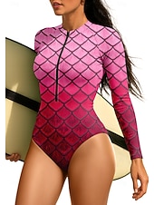 cheap One Pieces Rash Guards-Women's Rash Guard Floral UPF50+ Quick Dry Lightweight Long Sleeve Bodysuit Swim Shirt Surfing Canoeing Beach Summer