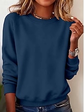 billiga Enkla huvtröjor-Dam Pullover-tröja Mönster Grafisk Ledigt Långärmad Rund hals Vanliga toppar Ledigt Gata Helgdag Ljusblå Svart Vit Gul Mörkrosa Vår Höst Vinter