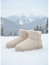 halpa Lumi- ja talvisaappaat-Naisten tikatut vedenpitävät talvikengät turkisvuorilla, lämpimät ja liukumattomat, ihanteelliset lumisille keleille ja ulkoiluun