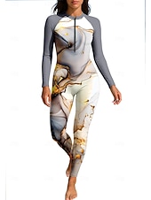 preiswerte One Pieces Rash Guards-Damen Anti UV Shirt Ganzkörper-Bademode Diveskin-Anzug Farbverlauf Frontreißverschluss UPF50+ Schnelltrocknend Hohe Elastizität Langarm Bademode Surfen Tauchen Schnorcheln Sommer