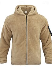 baratos Jaquetas Casuais-Homens Casaco de inverno Casaco de pelúcia Jaqueta casual Ao ar livre Casual Térmico / Quente Bolsos Zip Completo Outono Inverno Tecido Roupa de rua Diário Com Capuz Padrão Preto Azul Marinha cáqui