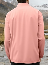 abordables chaqueta deportiva-Hombre Chaqueta al aire libre Chaqueta para senderismo Vacaciones Diario Resistente al Viento Mantiene abrigado Bolsillo Otoño Invierno Plano Moda Clásico Escote Chino Regular Amarillo Claro Negro