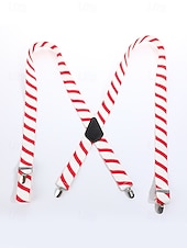 abordables Corbatas y pajaritas para hombres-Tirantes navideños para hombre – poliéster elástico con diseño de pan de jengibre y bastones de caramelo, estilo festivo para fiestas y celebraciones navideñas.
