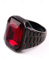 abordables Joyas para hombres-Anillo de titanio para hombre con gema grande de color – disponible en varios colores, diseño elegante para ocasiones informales y formales