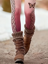 Χαμηλού Κόστους -Γυναικεία Βίκινγκ Κολάν Άνετα κολάν Διακοπές Βίντατζ Εθνοτικό στυλ Πλήρες μήκος Ψηλή Μέση Δέντρο Πεταλούδα Εκτύπωση Άνετο Ελαστικό Causal Καθημερινά Διακοπές Ανθισμένο Ροζ Άνοιξη Φθινόπωρο