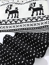 abordables Foulards pour femmes-Écharpe de Noël tricotée pour femme, en acrylique, motif jacquard rouge et blanc avec rennes et flocons de neige, accessoire festif d'hiver pour les fêtes de fin d'année