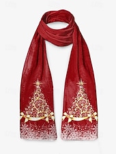 abordables Foulards pour femmes-Écharpe de Noël en velours pour femme - tissu doux et moelleux orné de multiples motifs festifs, idéale pour les fêtes et la mode hivernale