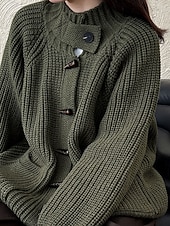 Недорогие свитшоты-Женский свитер, кардиган, шерстяная смесь, винтажный, повседневный, водолазка-хомутик, трикотажный, с длинным рукавом, обычный, трикотажный, повседневный, оливково-зеленый, темно-синий, осень-зима