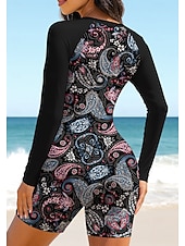 abordables Rash Guards de Una Pieza-Mujer Regular Camiseta Protección Solar Surf Traje de surf de una pieza Traje de baño Cachemir Tropical Folk Cerrar con sujetador incorporado Acolchado extraíble Protección solar UV UPF50+ Utra