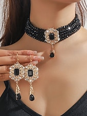 cheap Women's Necklace-Women's Champagne Gold Beaded Choker Set for Wedding or Evening Party