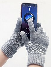 billige Herrehansker-Julehansker med berøringsskjerm til herre, flere farger, varm strikk med Fair Isle-mønster, ideelle for vinter- og høytidsaktiviteter