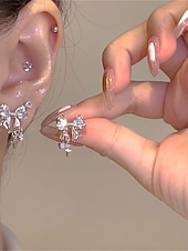 economico San Valentino-orecchini pendenti in argento con fiocco, cristallo trasparente e ciondolo a croce – eleganti orecchini pendenti per donna