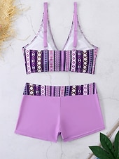 abordables Tankinis-Mujer Bañadores 2 piezas Slips Traje de baño Retazos Espalda al Aire Vacaciones Ropa de playa Floral Escote en Pico Sin Mangas Trajes de baño