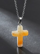 Недорогие Мужские украшения-Мужское рождественское ожерелье с подвеской-крестиком из натурального камня, доступно в нескольких цветах, стильный и модный дизайн, идеально подходит для подарков на праздники