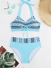 economico Tankini-Per donna Costumi da bagno Due pezzi Birichino Costume da bagno Senza schiena Vacanza Abbigliamento da Spiaggia Floreale All'americana Senza Maniche Costumi da bagno