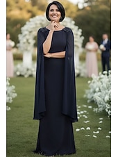 cheap Floor Length-Mermaid Trumpet Sweep Brush Train Wedding Guest Dress Formal Dresses Evening Gown Mother of the Bride Dress Sleeveless Crew Neck Elegant Formal Chiffon Stretch Satin with Beading