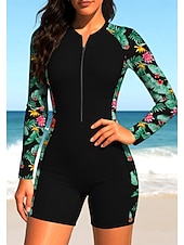 halpa One Pieces Rash Guards-Naisten Skin-tyyppinen märkäpuku Ihottumissuoja Uimapuku UV-aurinkosuojaus UPF50+ Erikoiskevyt(UL) Pitkähihainen Uima-asut Rash guard -suojapaita Kokopuku Sulkea jnk vetoketju Irrotettava toppaus