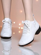 abordables Zapatos de jazz-Zapatos de baile de piel color burdeos para mujer: cómodos tacones con cordones para la práctica de bailes de salón, latinos y jazz.