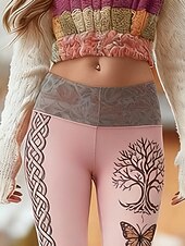 Χαμηλού Κόστους -Γυναικεία Βίκινγκ Κολάν Άνετα κολάν Διακοπές Βίντατζ Εθνοτικό στυλ Πλήρες μήκος Ψηλή Μέση Δέντρο Πεταλούδα Εκτύπωση Άνετο Ελαστικό Causal Καθημερινά Διακοπές Ανθισμένο Ροζ Άνοιξη Φθινόπωρο